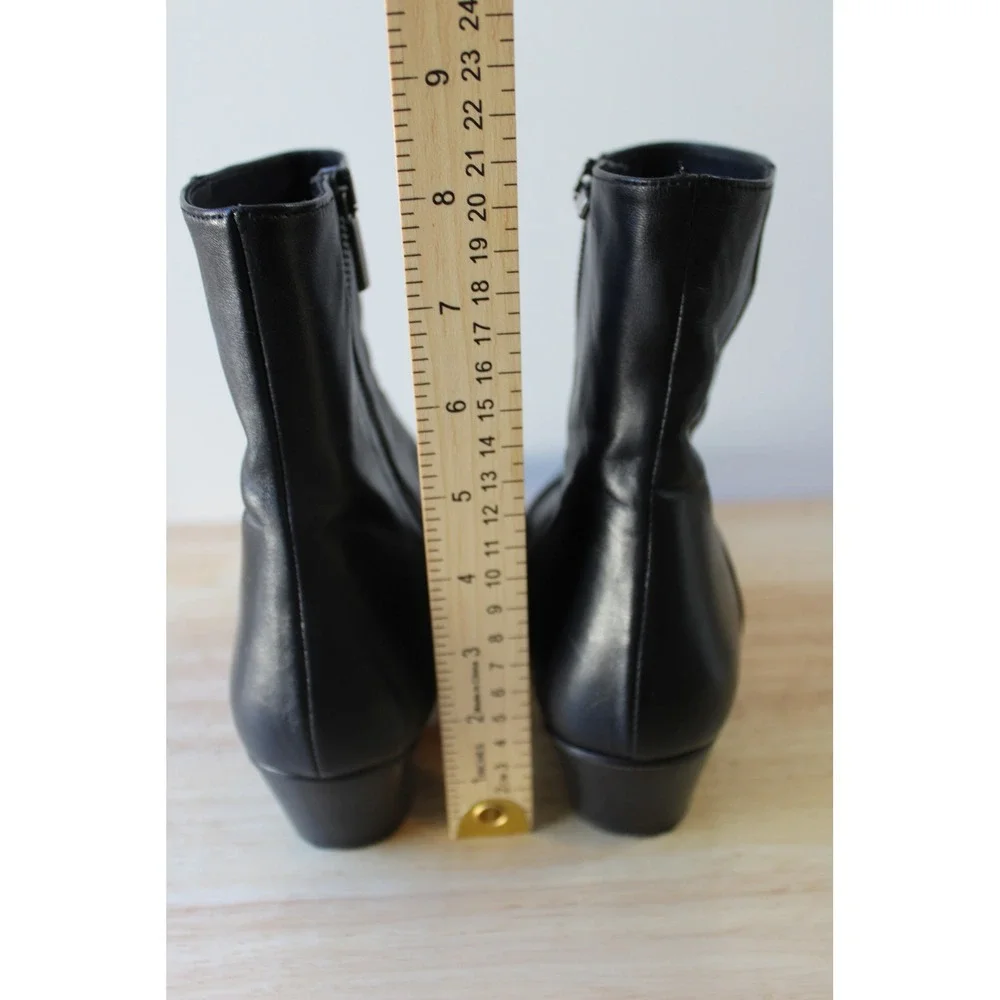 Thursday Boot Co Bijou Boot Women 8.5 Black Leather Ruched Pointed Toe - Picture 7 of 11